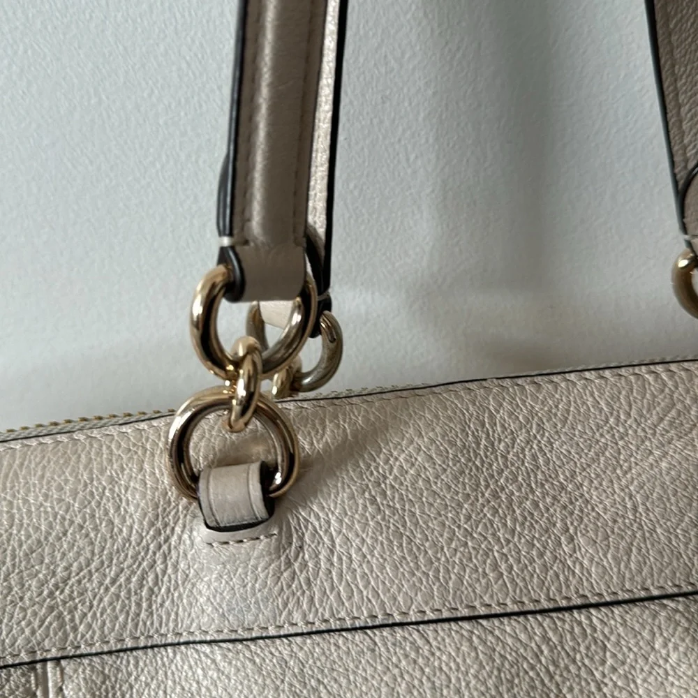 Coach Chalk White Pebbled Leather Lenox Satchel F59325